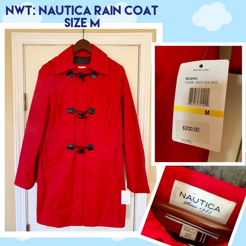 NWT: Nautica Red Rain Coat / Size M